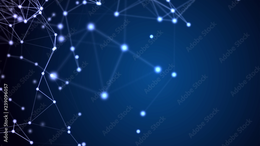 Fototapete futuristic triangular plexus background connected lines and dots computer generated