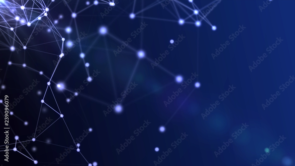 Fototapete futuristic triangular plexus background connected lines and dots computer generated