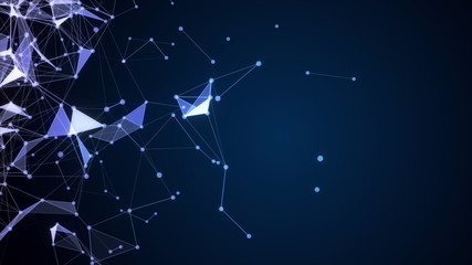 Fototapeta premium Futuristic triangular plexus background connected lines and dots computer generated