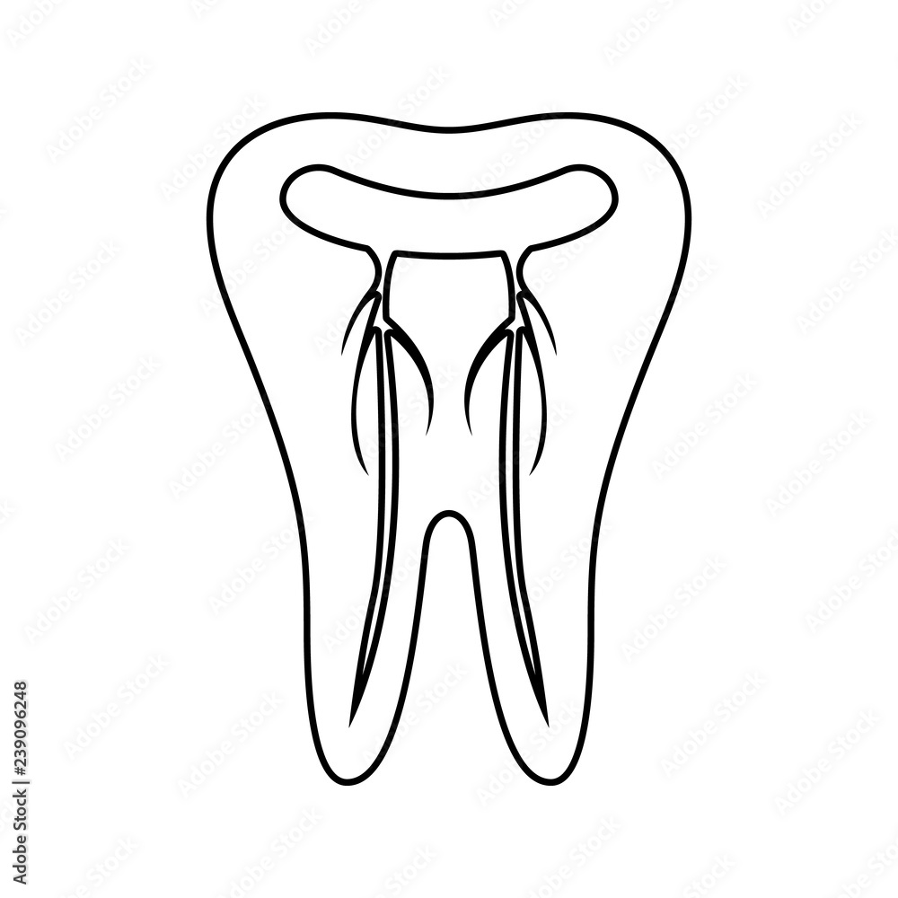 Poster a tooth with nerves icon. element of cyber security for mobile concept and web apps icon. thin line 
