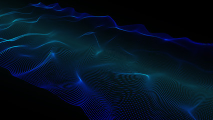 3D abstract digital wave particles. Futuristic vector illustration. Abstract background. - Vector