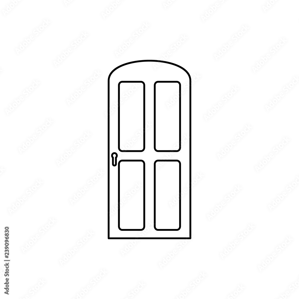 Poster door with glass icon. element of door for mobile concept and web apps icon. thin line icon for websi