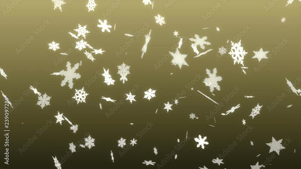 Poster 3d white snowflakes moving on a yellow background loop