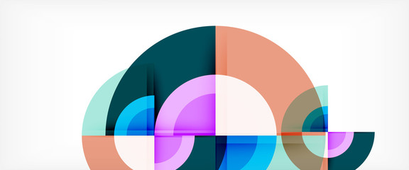 Modern geometric circles abstract background, colorful round shapes with shadow effects