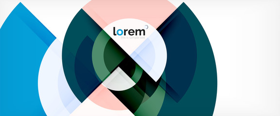 Fototapeta premium Modern geometric circles abstract background, colorful round shapes with shadow effects