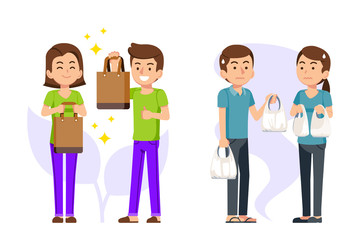 Shop and people have awareness of world energy reduction. Campaign is reduce the use of plastic bags in shop to use the fabric bag for environment.