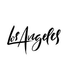 Los Angeles, USA. Typography dry brush lettering design. Hand drawn calligraphy poster. Vector illustration