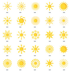 Set Of 25 icons such as sun, sun icon