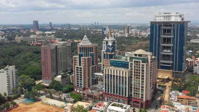 day time bangalore city center famous downtown aerial panorama 4k india