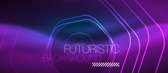 Neon glowing lines, magic energy space blue light concept, abstract background wallpaper design