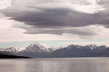 Fototapeta na wymiar View of Mount Cook and lake Pukaki.
