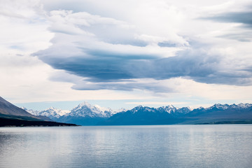 View of Mount Cook and lake Pukaki.