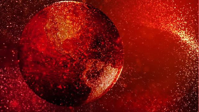 Red Turning Particle World Background 4K Loop 