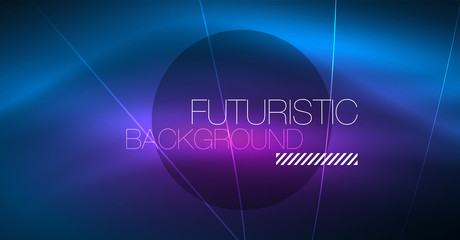 Neon glowing magic background, neon banner, night sky wallpaper. Magic light effect. Christmas abstract pattern.