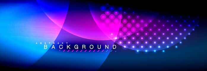 Obraz premium Vector blurred neon glowing circles with flowing and liquid light concept, energy magic fantastic abstract background
