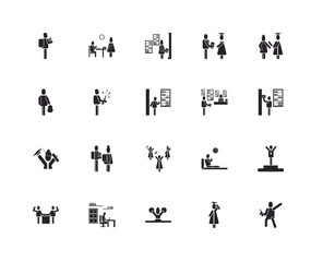 Set Of 20 icons such as Drinking, Graduated, Cheerleader, Cabinet, Swear, Library, Graduation, Celebration, icon pack