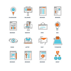 Set Of 16 icons such as Group, Browser, Typewriter, Placeholder, Vision, Open icon