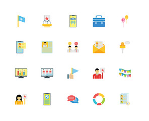 Set Of 20 icons such as Candidates, Graphic chart, Chat, Smartph