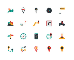 Set Of 20 icons such as Placeholder, Pin, Route, Hotel, U turn, Gps, Panel, icon pack