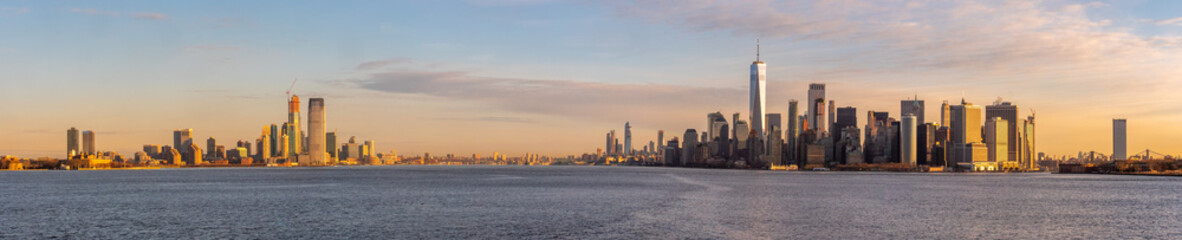 Large Panorama of Downtown New Jersey and Downtown Manhattan, New York