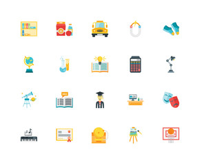 Simple Set of 20 Vector Icon. Contains such Icons as Basketball, Desk lamp, Sneakers, Magnet, Piano, Lunch box, Computer, Globe. Editable Stroke pixel perfect