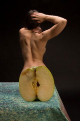 Nude Woman behind an apple
