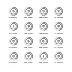 Set Of 16 icons such as The 80 seconds, 81 82 83 84 95 91 87 89
