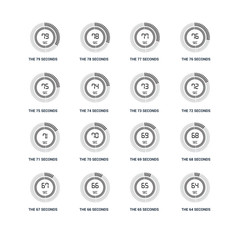 Set Of 16 icons such as The 64 seconds, 65 66 67 68 79 75 71 73