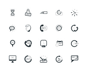Simple Set of 20 Vector Icon. Contains such Icons as 24/7 time, time. Editable Stroke pixel perfect
