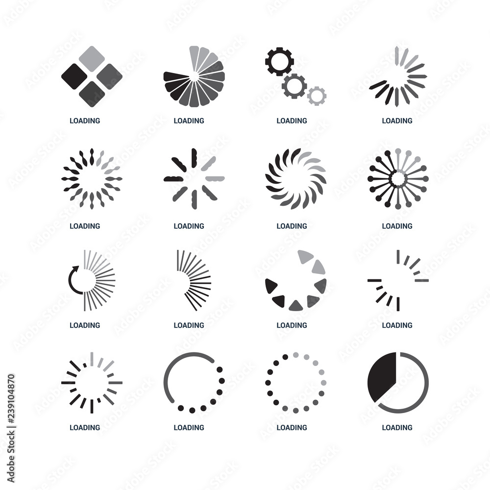 Aufkleber set of 16 icons such as loading, loading icon