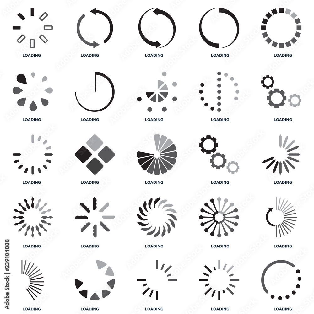 Aufkleber set of 25 icons such as loading, loading icon