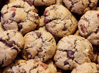 Focus Stacked Image of Homemade Chocolate Chip, Pecan and Oatmeal Cookies