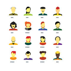 Set Of 16 icons such as Man, Woman, Man icon