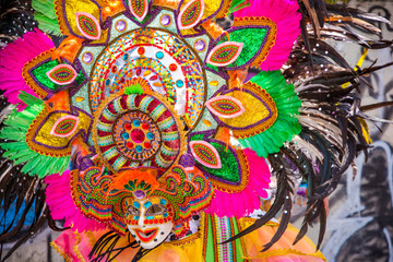 Colorful smiling mask of Masskara Festival, Bacolod City, Philippines