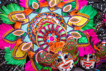 Colorful smiling mask of Masskara Festival, Bacolod City, Philippines