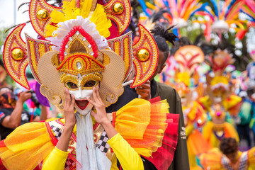 Colorful smiling mask of Masskara Festival, Bacolod City, Philippines