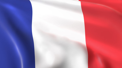 3D illustration of the France flag waving