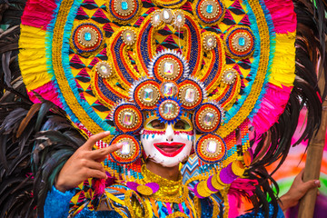 Colorful smiling mask of Masskara Festival, Bacolod City, Philippines