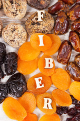 Ingredients containing natural minerals, vitamins and dietary fiber, healthy lifestyle and nutrition concept