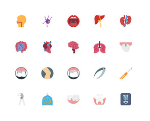 Set Of 20 icons such as X ray, Molar, Teeth, Dental floss, Tooth pliers, Kidney, Lungs, Heart, Mouth, icon pack