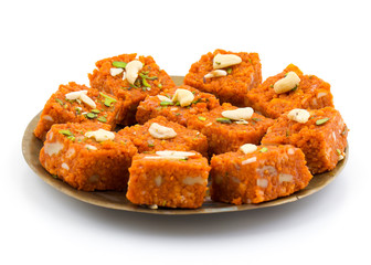 Indian Sweet Food Akhrot Halwa Also Called Walnut Burfi or Akhrot Ka Sheera Made From Walnut, Khoya, Milk or Flavour