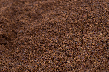 heap of ground coffee macro