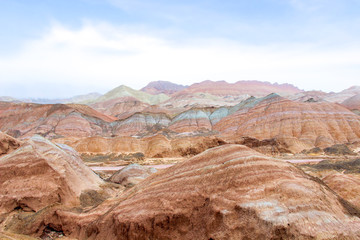 Danxia Rainbow Mountains, Zhangye, Gansu Province, China.