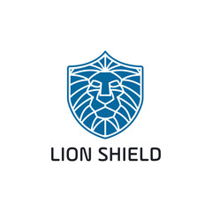 Lion head shield logo template design. Vector illustration. - Vector