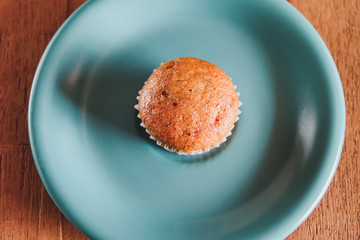 Bakery fresh banana cup cake hot from oven , home made food.