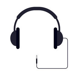 head phones with wire, dark icon, vector illustration