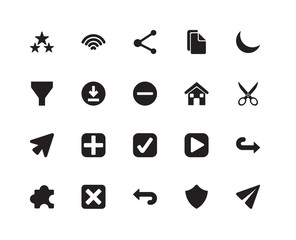 Set Of 20 icons such as Send, Shield, Back, Close, Plugin, Night