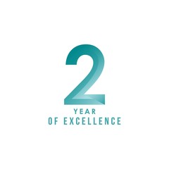 2 Year of Excellence Vector Template Design Illustration