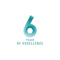 6 Year of Excellence Vector Template Design Illustration