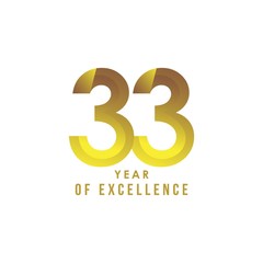 33 Year of Excellence Vector Template Design Illustration